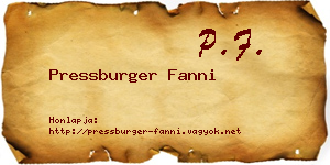 Pressburger Fanni névjegykártya